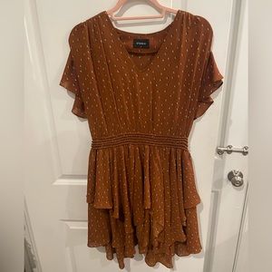 Orange printed ruffle dress!